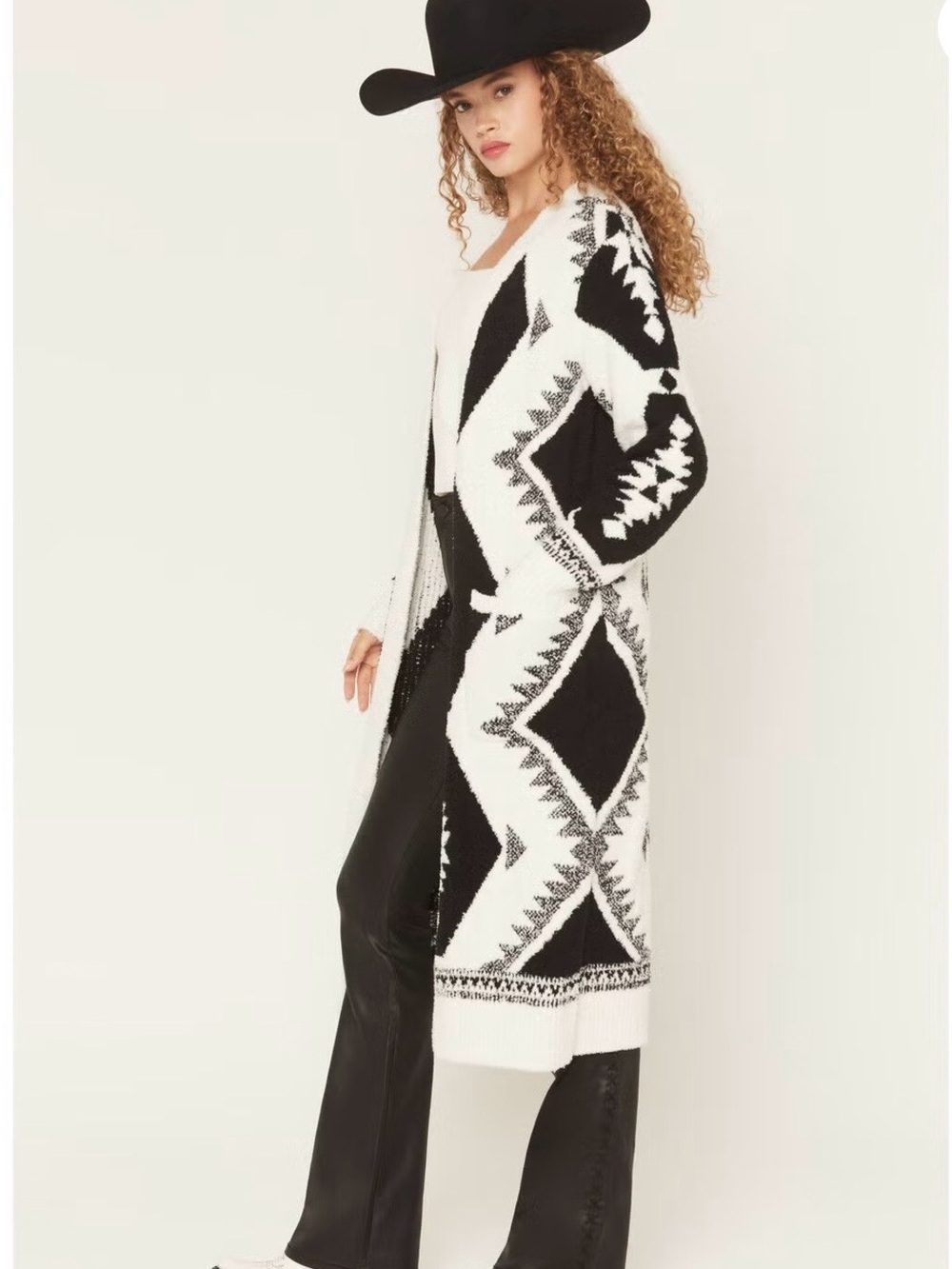 Black & White-Front Long Cardigan Sweater by Idyllwin fueled by Miranda Lambert